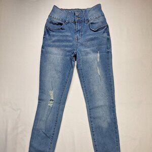 YMI Girls Jeans Size 1/25 Light Wash Distressed Slim Fit